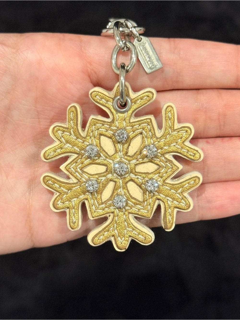Coach Rhinestone Snowflake Key Fob Bag Charm Keychain